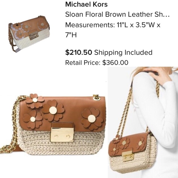 Michael Kors Sloan Floral Brown Leather Bag - Picture 7 of 7